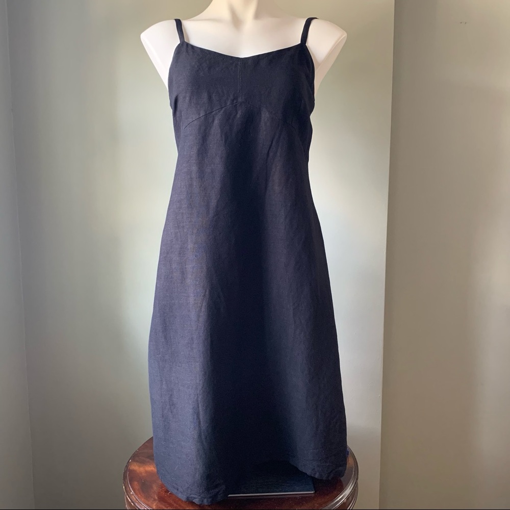 Casual Black Linen Dress